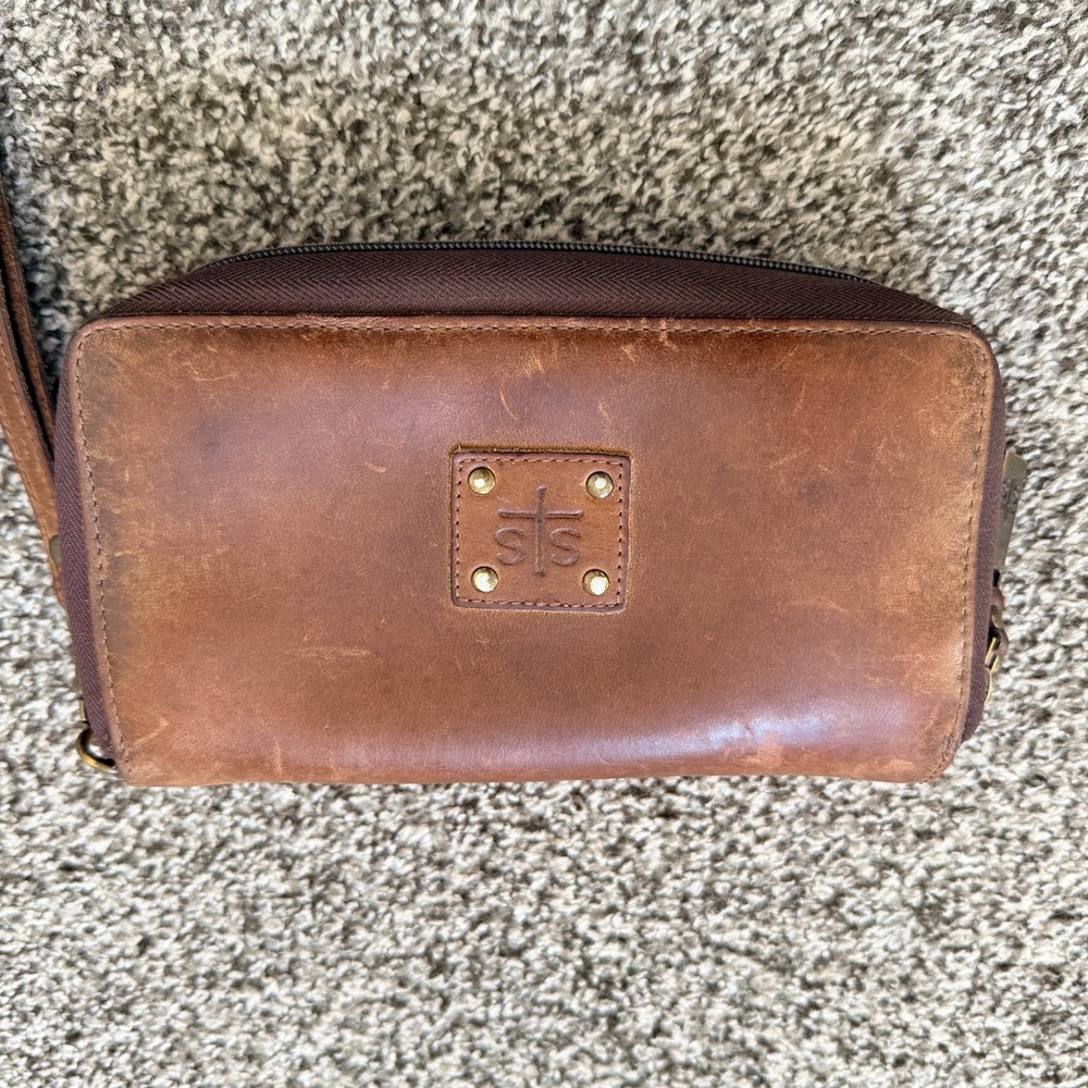 STS Women's Brown Organizer Clutch Wallet Credit Card Slots Zip Coin Pocket - Picture 2 of 13